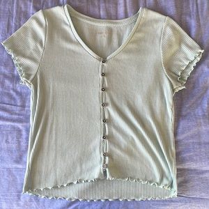 Teal button down showet sleeve